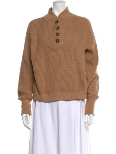Pre-owned Lunya Mock Neck Long Sleeve Top In Neutral