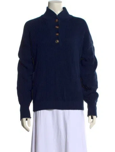 Pre-owned Lunya Mock Neck Sweater In Blue