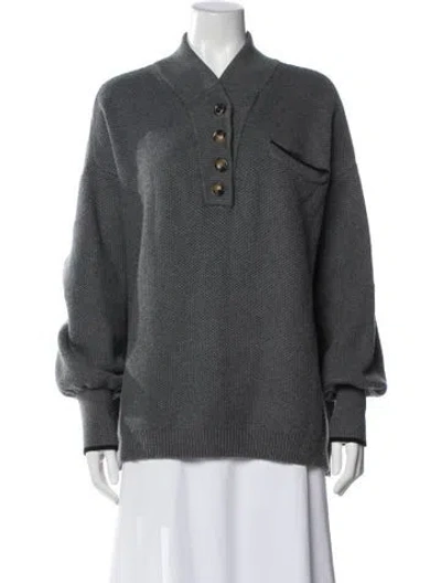 Pre-owned Lunya Mock Neck Sweater In Gray