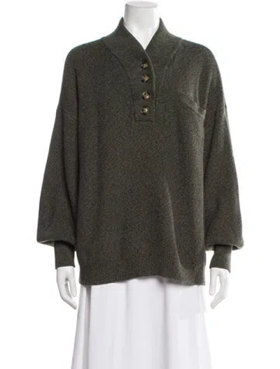 Pre-owned Lunya Mock Neck Sweater In Green