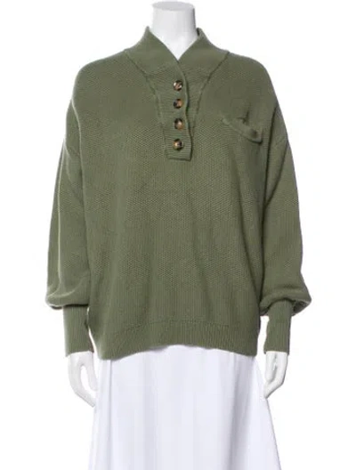 Pre-owned Lunya Mock Neck Sweater In Green
