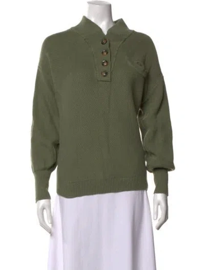 Pre-owned Lunya Mock Neck Sweater In Green