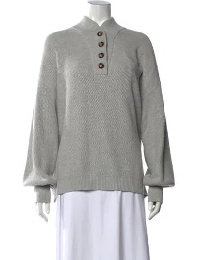 Pre-owned Lunya Mock Neck Sweater In Grey