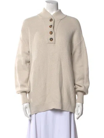 Pre-owned Lunya Mock Neck Sweater In Neutral