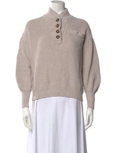 Pre-owned Lunya Mock Neck Sweater In Neutral