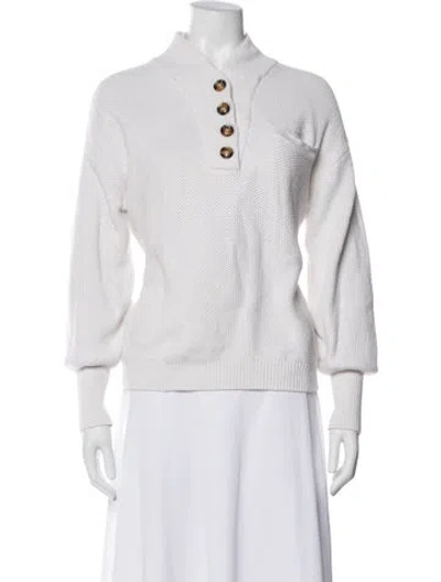 Pre-owned Lunya Mock Neck Sweater In White