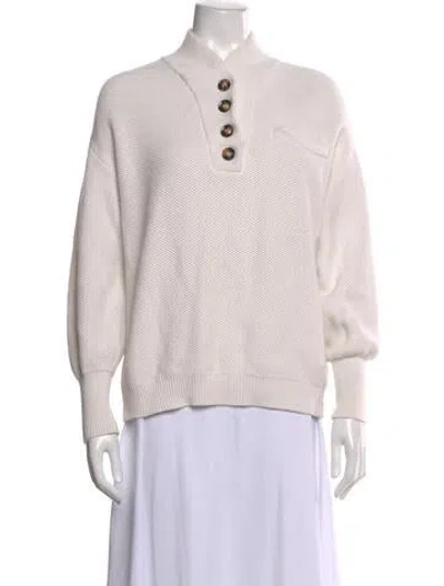 Pre-owned Lunya Mock Neck Sweater In White