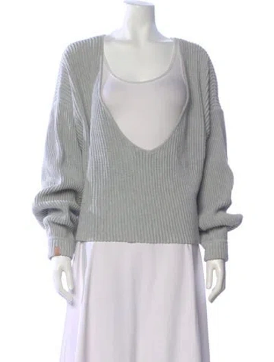 Pre-owned Lunya Open Front Sweater In Gray
