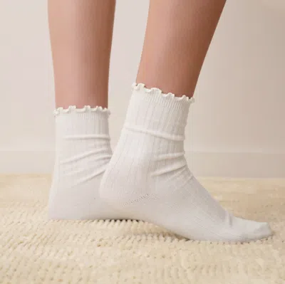 Lunya Organic Cotton Ruffle Sock In White