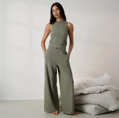 Lunya Organic Cotton Seersucker Pant In Green