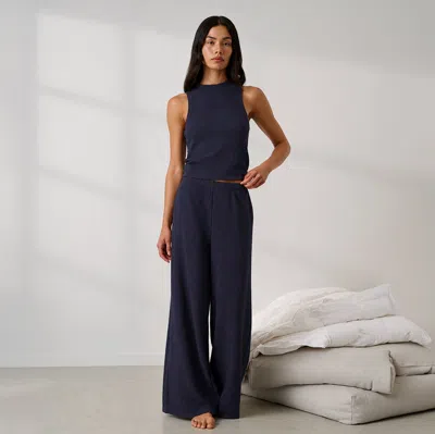 Lunya Organic Cotton Seersucker Pant In Blue