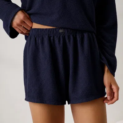 Lunya Organic Cotton Seersucker Short In Blue