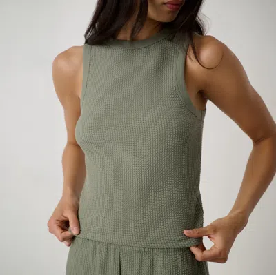 Lunya Organic Cotton Seersucker Tank In Green