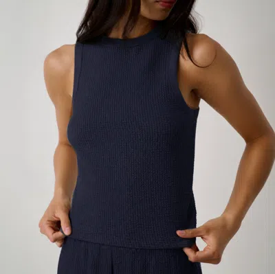 Lunya Organic Cotton Seersucker Tank In Blue