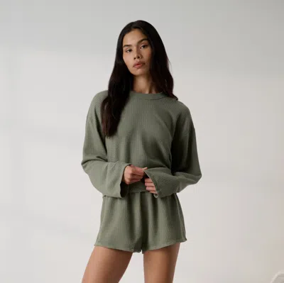 Lunya Organic Cotton Seersucker Wide Sleeve In Green