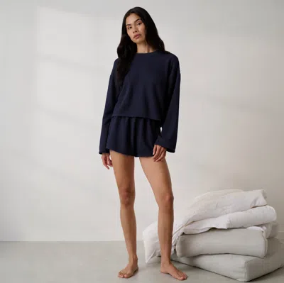 Lunya Organic Cotton Seersucker Wide Sleeve In Blue