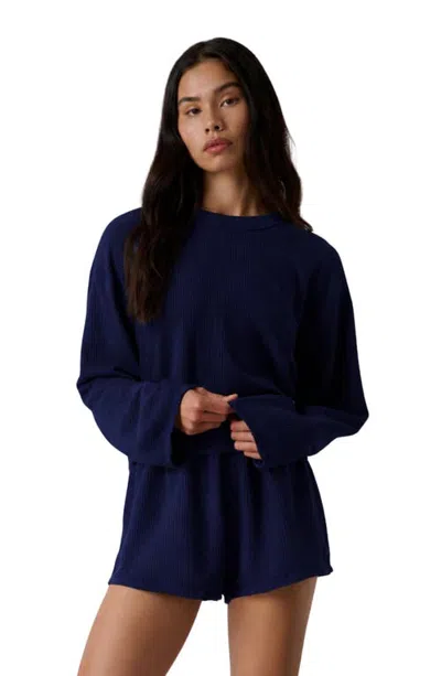 Lunya Organic Cotton Seersucker Wide Sleeve In Blue