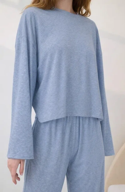 Lunya Organic Pima Cotton Long Sleeve Lounge T-shirt In Blue