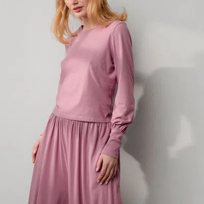 Lunya Organic Pima Crew Neck Long Sleeve In Clarion Rose