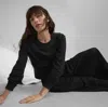 Lunya Organic Pima Crew Neck Long Sleeve In Immersed Black