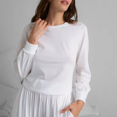 Lunya Organic Pima Crew Neck Long Sleeve In Sincere White