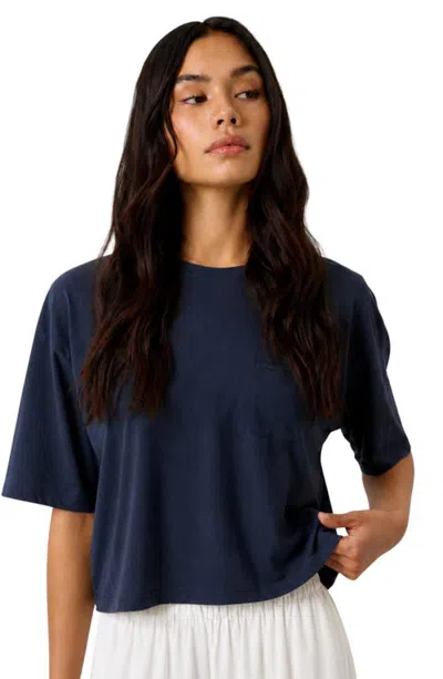 Lunya Organic Pima Cropped Easy Tee In Blue