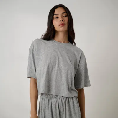 Lunya Organic Pima Cropped Easy Tee In Gray