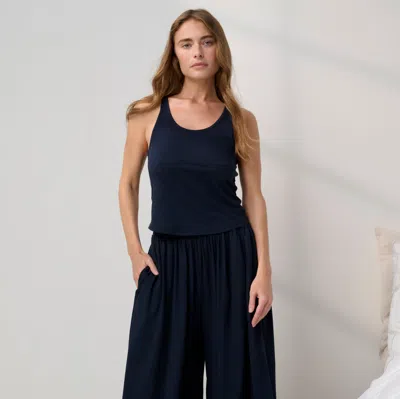 Lunya Organic Pima Curved Hem Tank For Women, Deep Blue, Size L