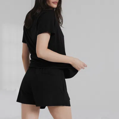 Lunya Ribbed Short Pajamas In Immersed Black