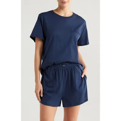 Lunya Organic Pima Tee Short Set In Blue