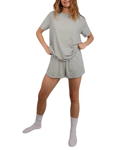 Lunya Organic Pima Tee Short Set In Gray