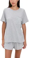 Lunya Organic Pima Tee Shorts Set Storm Grey Heather In Gray
