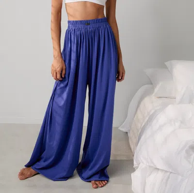 Lunya Organic Pima Wide Leg Pant In Blue
