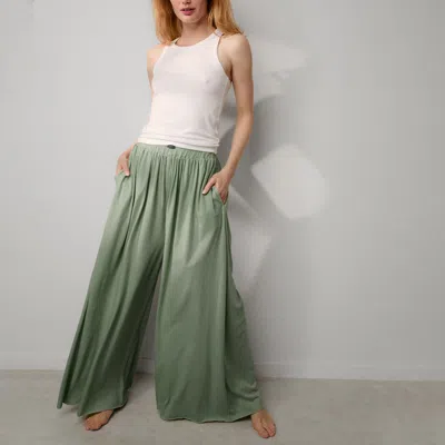 Lunya Organic Pima Wide Leg Pant For Women, Garden Moss, , Size S In Green