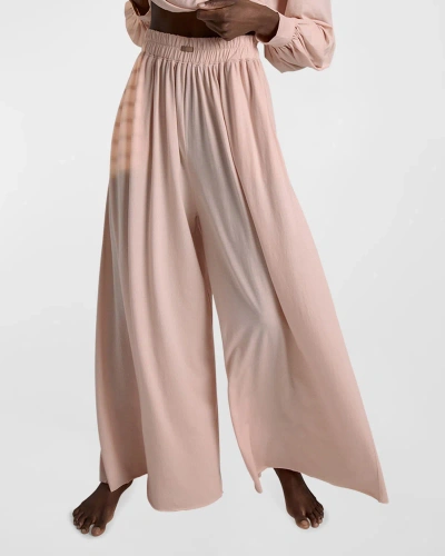 Lunya Organic Pima Wide Leg Lounge Trousers In Dulcet Petal