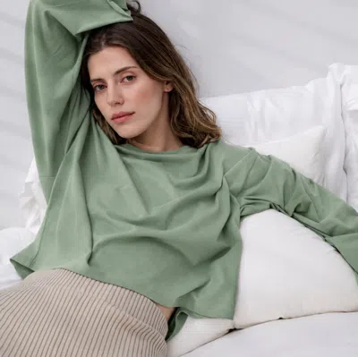 Lunya Organic Pima Wide Sleeve Tee For Women, Garden Moss, Xs,  In Green