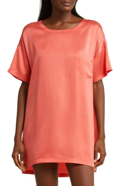 Lunya Oversize Silk Sleepshirt In Outro Coral