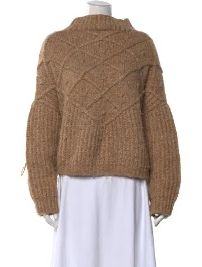 Pre-owned Lunya Patterned Mock Neck Sweater In Brown