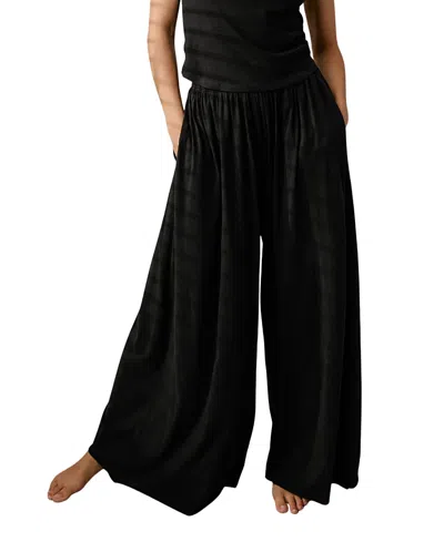 Lunya Organic Pima Wide Leg Lounge Pants In Immersed Black