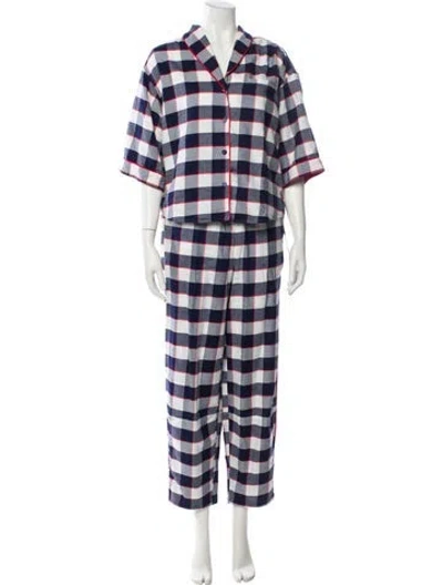 Pre-owned Lunya Plaid Print Lounge Set In Multi