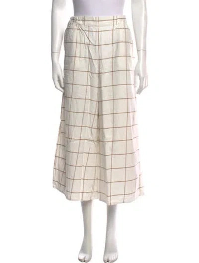 Pre-owned Lunya Plaid Print Wide Leg Pants In Neutrals