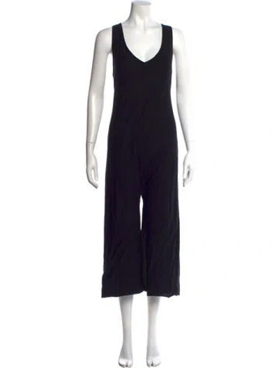 Pre-owned Lunya Plunge Neckline Jumpsuit In Black