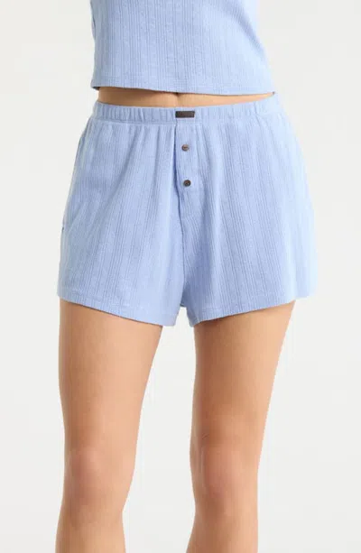 Lunya Pointelle High Rise Short In Blue