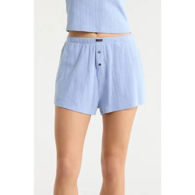 Lunya Pointelle High Waist Pajama Shorts In Metallic