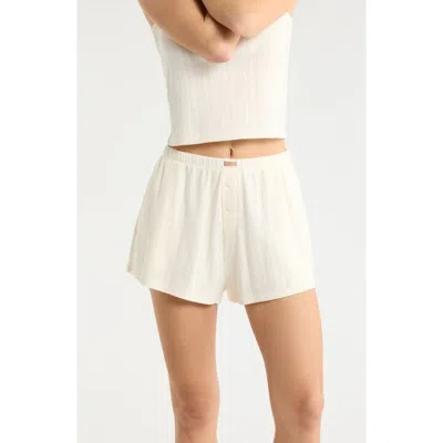 Lunya Pointelle High Waist Pajama Shorts In White
