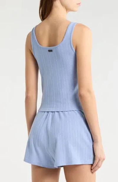 Lunya Pointelle Scoop Neck Sleep Tank In Bluebell Bloom