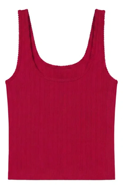 Lunya Pointelle Scoop Neck Tank In Red