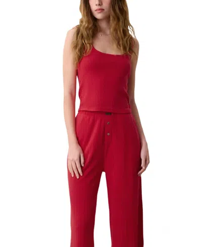 Lunya Pointelle Scoop Neck Tank In Red