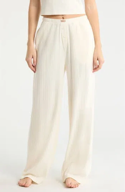 Lunya Pointelle Wide Leg Pajama Pants In Tranquil White