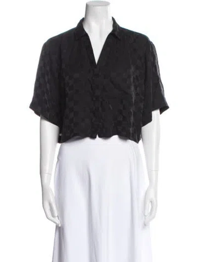 Pre-owned Lunya Polka Dot Print V-neck Crop Top In Blue